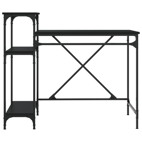 Skrivebord m. hylder 105x50x90 cm konstrueret træ og jern sort