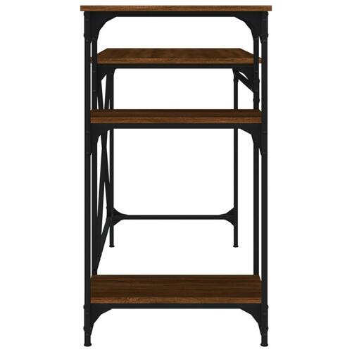 Skrivebord m. hylder 105x50x90 cm konstrueret træ jern brunt eg