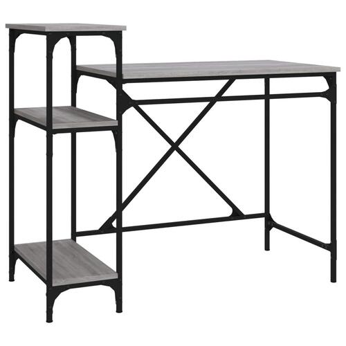 Skrivebord 105x50x90 cm konstrueret træ og jern grå sonoma-eg