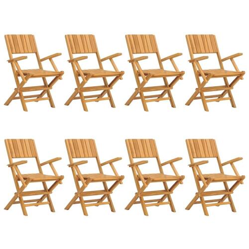 Havestole 8 stk. 55x61x90 cm foldbare massivt teaktræ