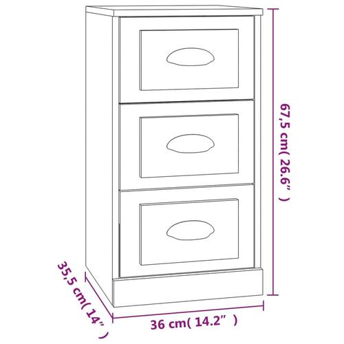 Skænk 36x35,5x67,5 cm konstrueret træ grå sonoma-eg