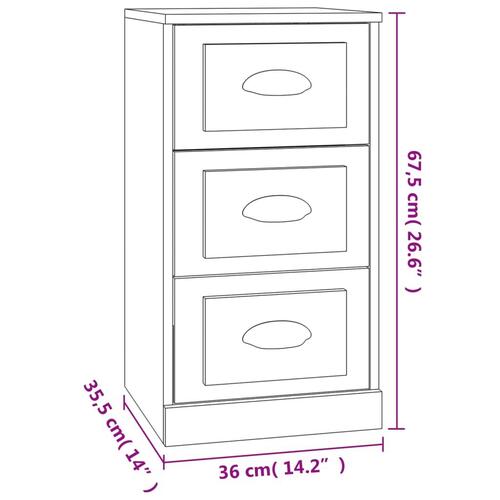 Skænk 36x35,5x67,5 cm konstrueret træ betongrå