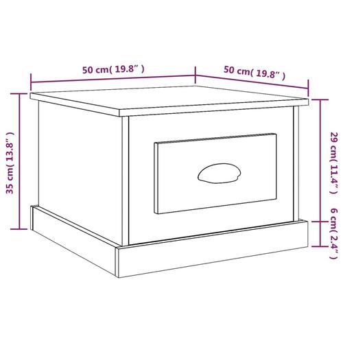 Sofabord 50x50x35 cm konstrueret træ sonoma-eg