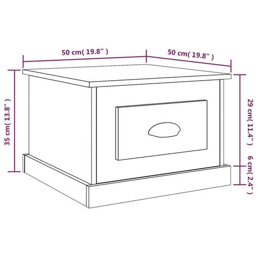 Sofabord 50x50x35 cm konstrueret træ brun egetræsfarve