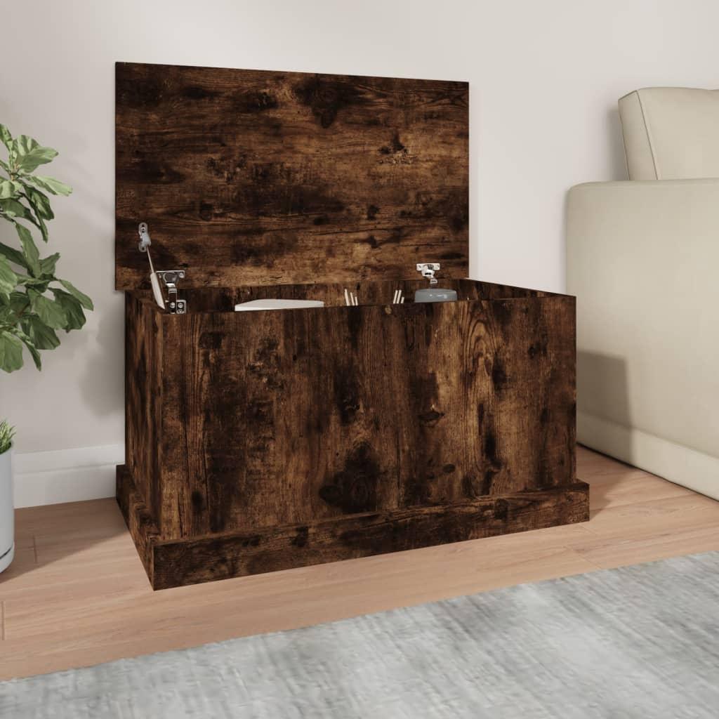 Opbevaringskasse 70x40x38 cm konstrueret træ røget egetræsfarve