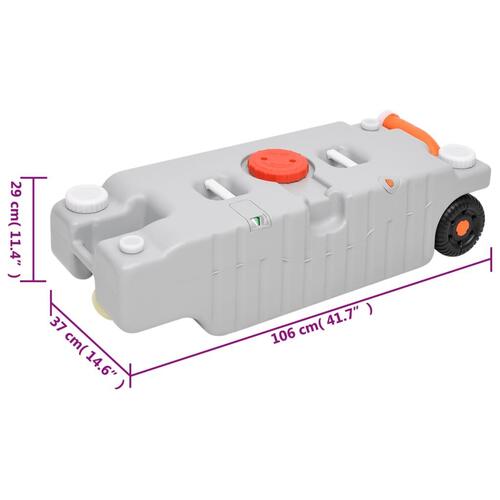 Transportabelt campingtoilet og vandbeholder