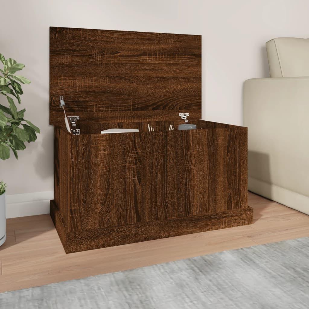 Opbevaringskasse 70x40x38 cm konstrueret træ brun egetræsfarve