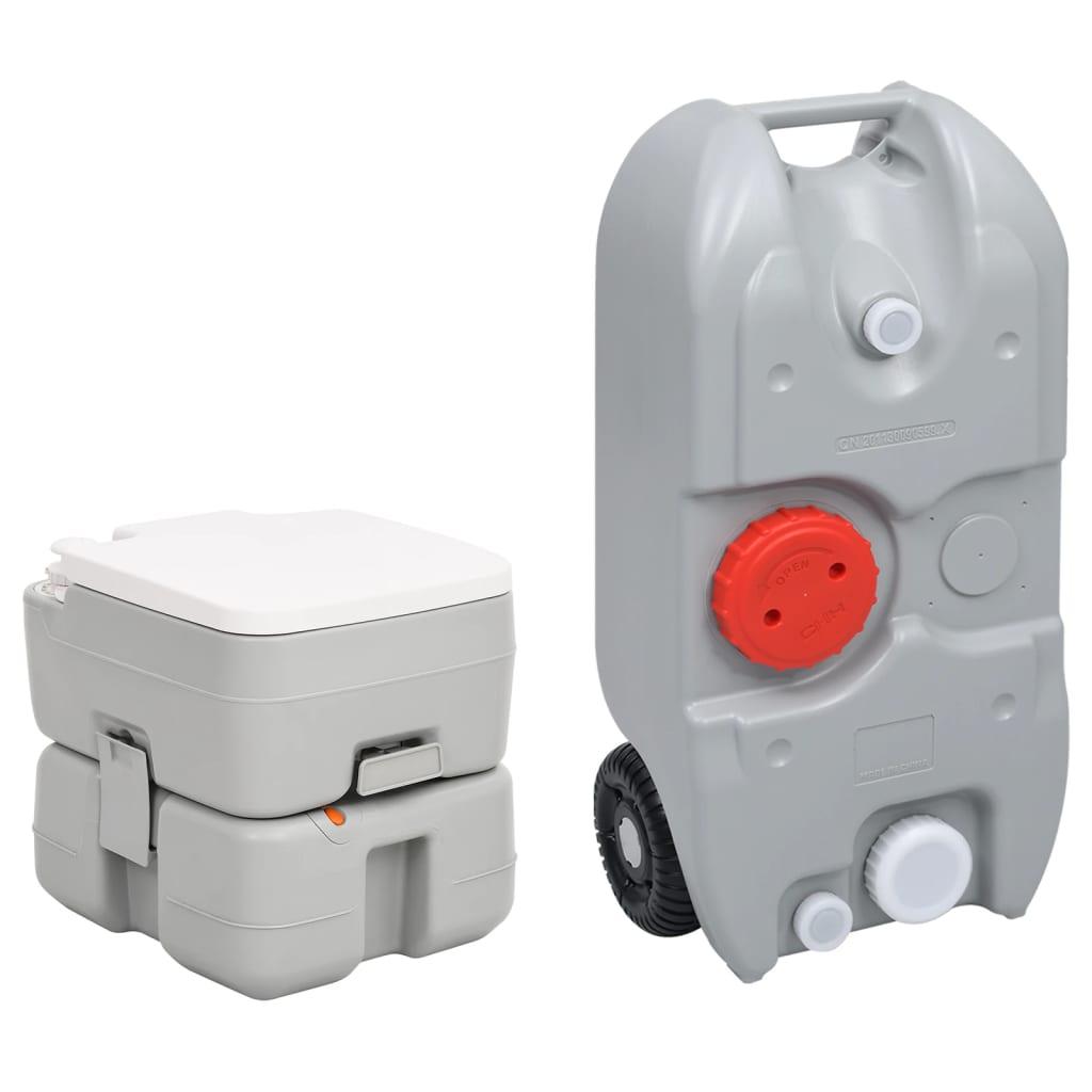 Transportabelt campingtoilet og vandbeholder