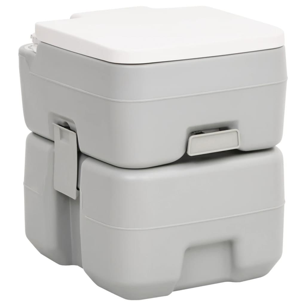 Transportabelt campingtoilet 20+10 l HDPE grå og hvid