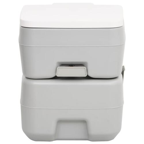 Transportabelt campingtoilet 20+10 l HDPE grå og hvid
