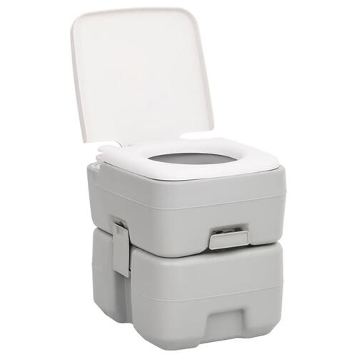 Transportabelt campingtoilet 20+10 l HDPE grå og hvid