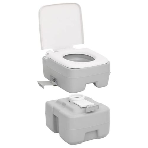 Transportabelt campingtoilet 20+10 l HDPE grå og hvid