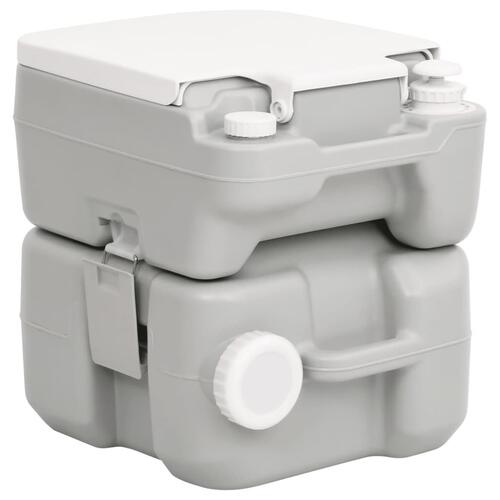 Transportabelt campingtoilet 20+10 l HDPE grå og hvid