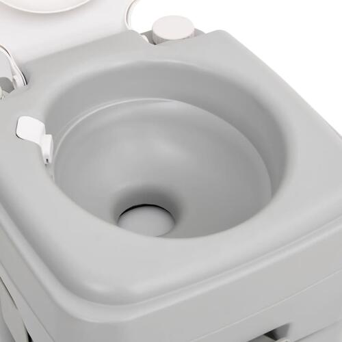 Transportabelt campingtoilet 20+10 l HDPE grå og hvid