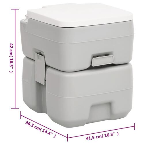 Transportabelt campingtoilet 20+10 l HDPE grå og hvid