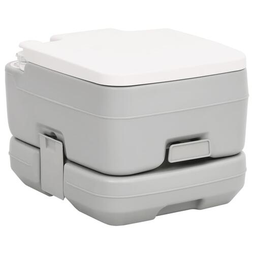 Transportabelt campingtoilet 10+10 l HDPE grå og hvid