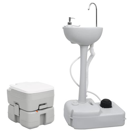 Transportabelt campingtoilet og håndvask
