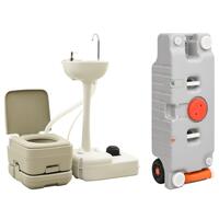 Transportabelt campingtoilet og håndvask med vandbeholder