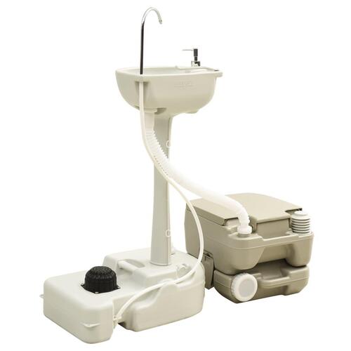 Transportabelt campingtoilet og håndvask med vandbeholder