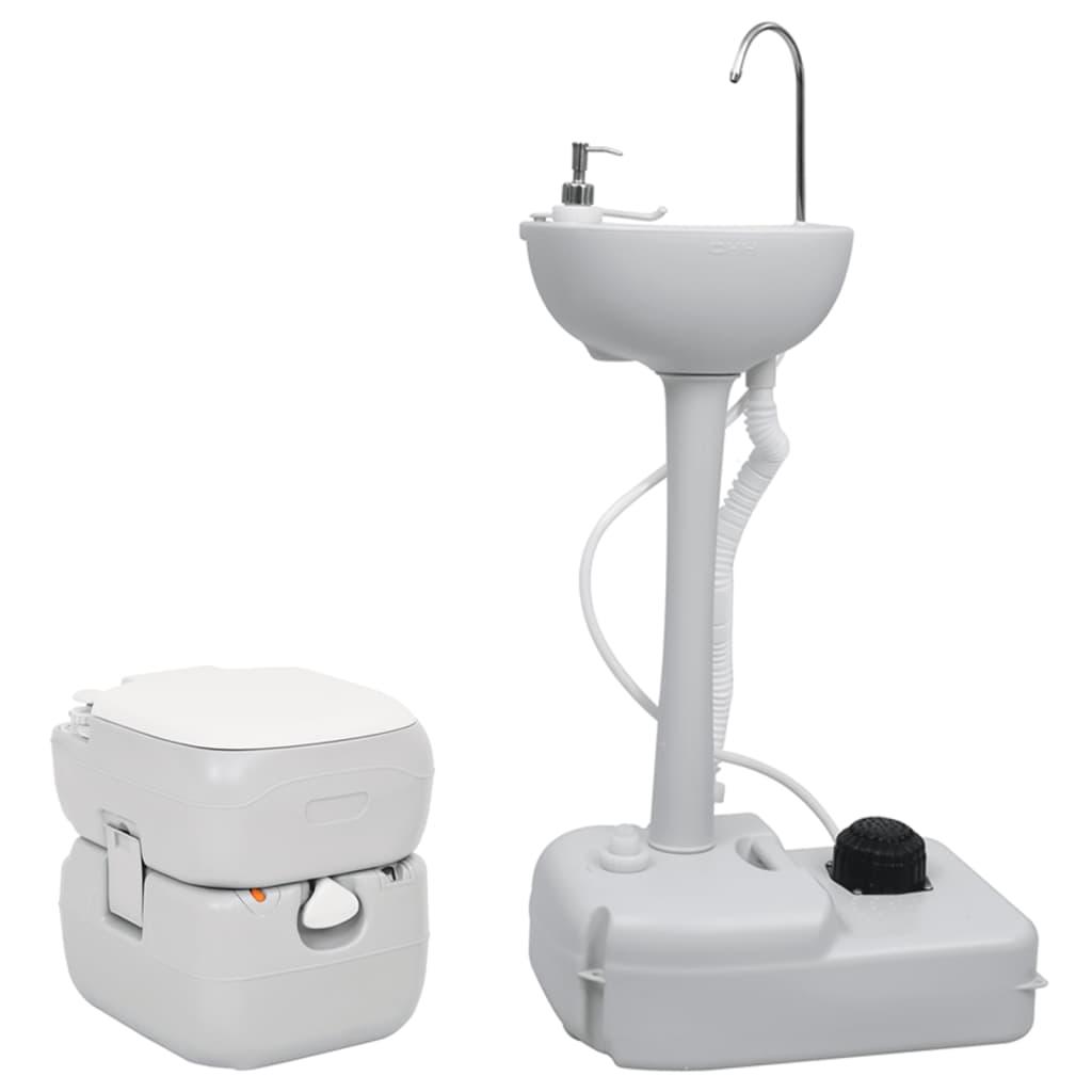 Transportabelt campingtoilet og håndvask