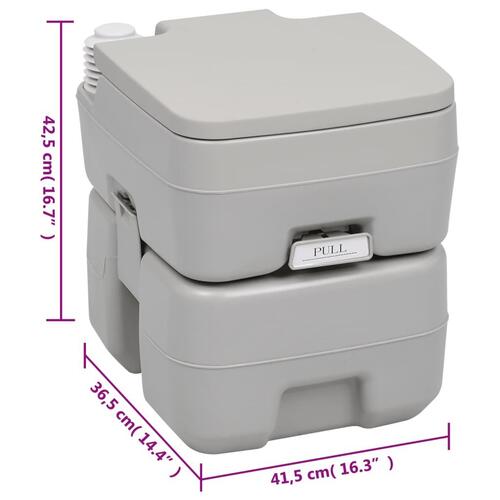 Transportabelt campingtoilet og håndvask med vandbeholder