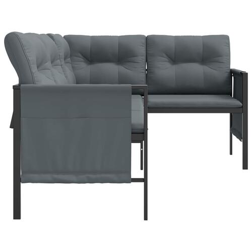 Hjørnesofa til haven stål og textilene antracitgrå