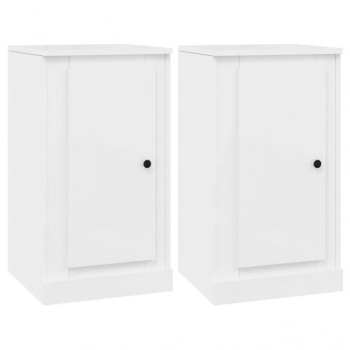 Skænke 2 stk. 37,5x35,5x67,5 cm konstrueret træ hvid højglans