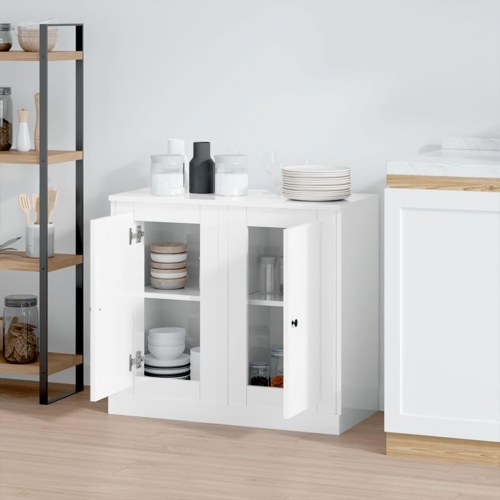 Skænke 2 stk. 37,5x35,5x67,5 cm konstrueret træ hvid højglans