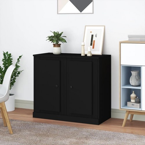 Skænke 2 stk. 37,5x35,5x67,5 cm konstrueret træ sort