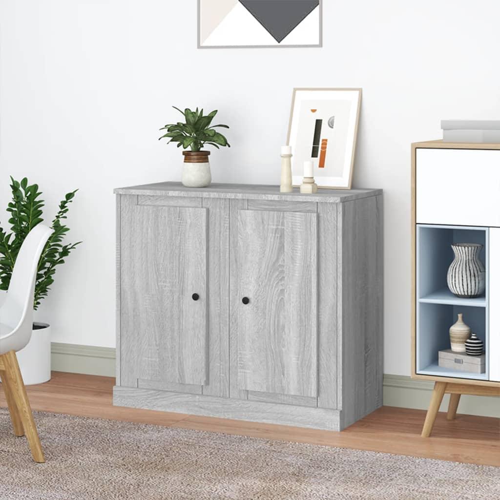 Skænke 2 stk. 37,5x35,5x67,5 cm konstrueret træ grå sonoma-eg