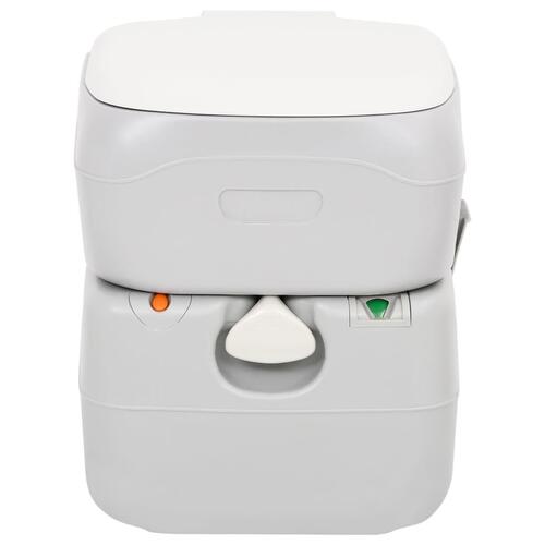 Transportabelt campingtoilet 22+12 l HDPE grå og hvid