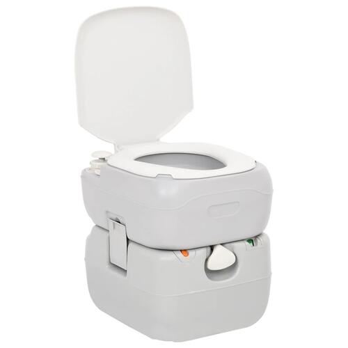 Transportabelt campingtoilet 22+12 l HDPE grå og hvid