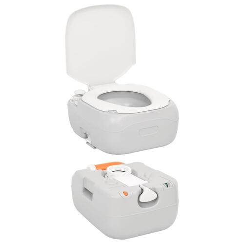 Transportabelt campingtoilet 22+12 l HDPE grå og hvid