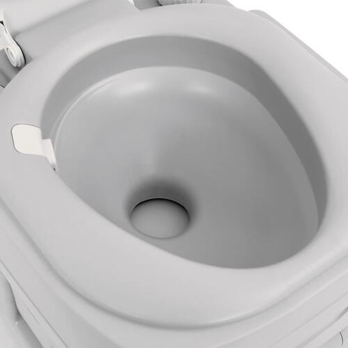 Transportabelt campingtoilet 22+12 l HDPE grå og hvid