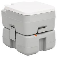 Transportabelt campingtoilet 15+10 l HDPE grå og hvid