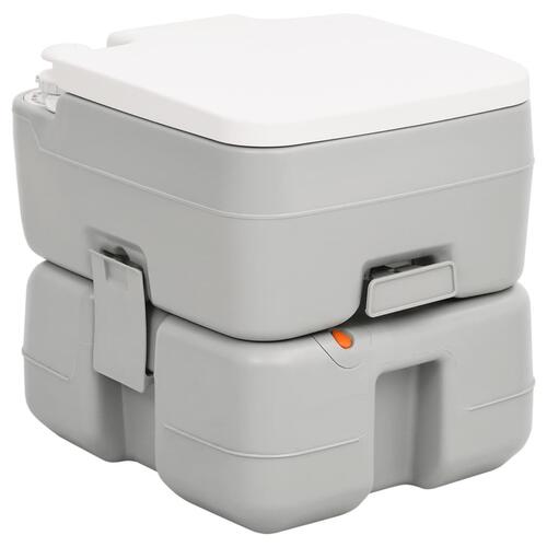 Transportabelt campingtoilet 15+10 l HDPE grå og hvid