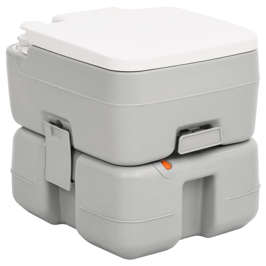 Transportabelt campingtoilet 15+10 l HDPE grå og hvid