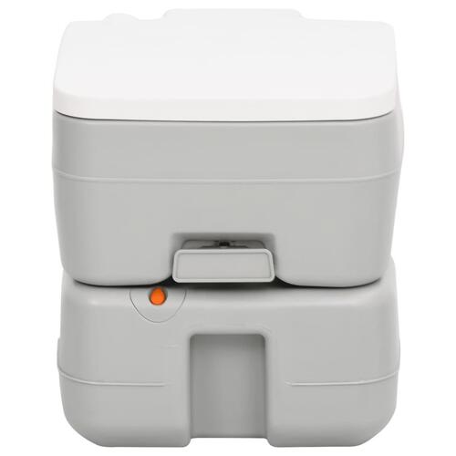 Transportabelt campingtoilet 15+10 l HDPE grå og hvid