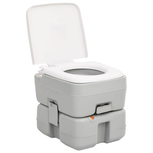 Transportabelt campingtoilet 15+10 l HDPE grå og hvid