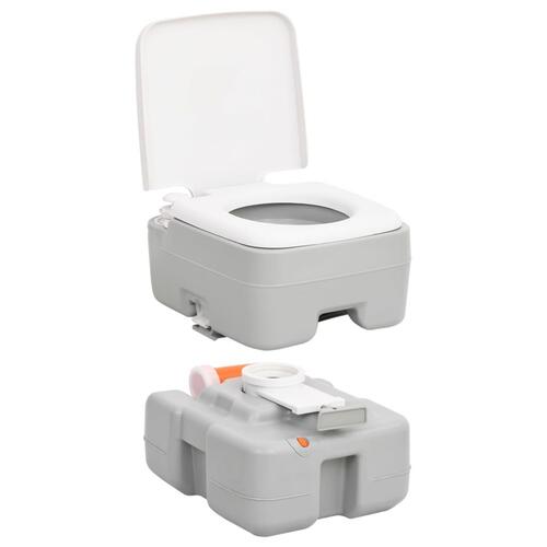 Transportabelt campingtoilet 15+10 l HDPE grå og hvid