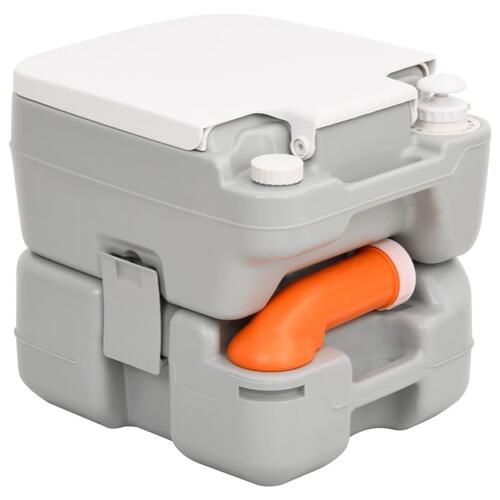 Transportabelt campingtoilet 15+10 l HDPE grå og hvid