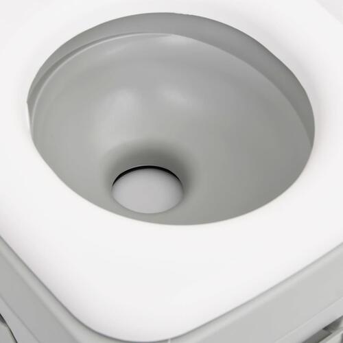 Transportabelt campingtoilet 15+10 l HDPE grå og hvid