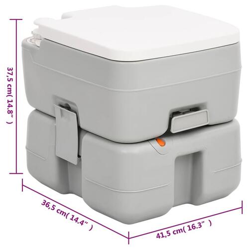 Transportabelt campingtoilet 15+10 l HDPE grå og hvid