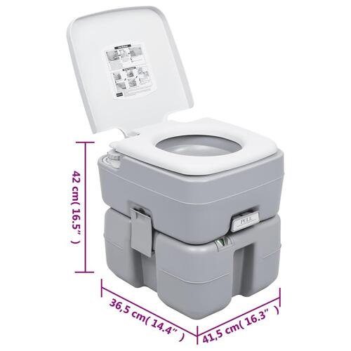 Transportabelt campingtoilet og håndvask med vandbeholder