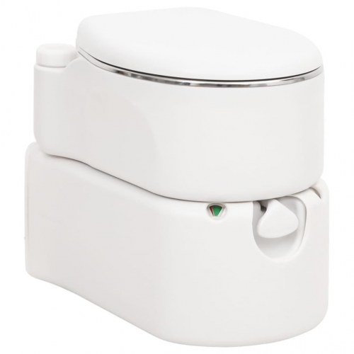 Bærbart campingtoilet 24+17 l HDPE og stål hvid