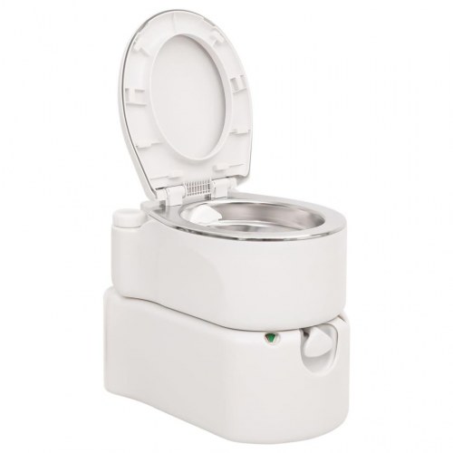 Bærbart campingtoilet 24+17 l HDPE og stål hvid