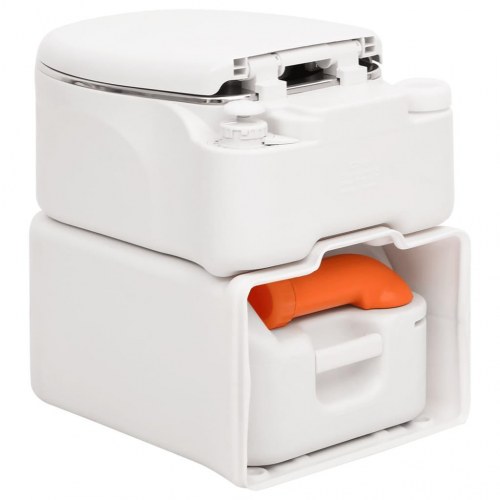 Bærbart campingtoilet 24+17 l HDPE og stål hvid