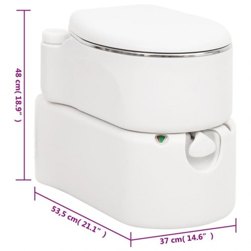 Bærbart campingtoilet 24+17 l HDPE og stål hvid