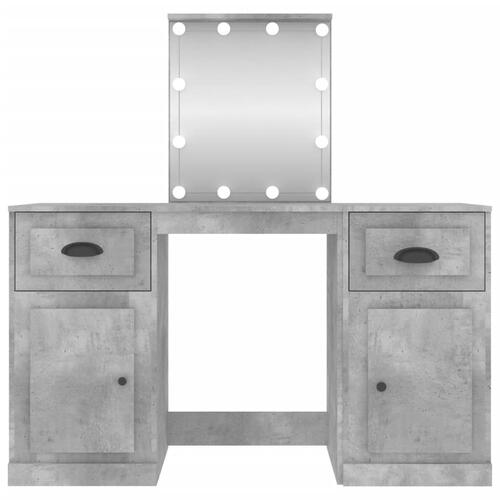 Makeupbord med LED-lys 130x50x132,5 cm betongrå