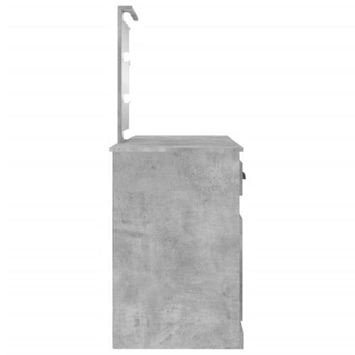 Makeupbord med LED-lys 130x50x132,5 cm betongrå